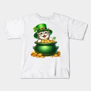 St Patricks Day American Shorthair Cat Kids T-Shirt